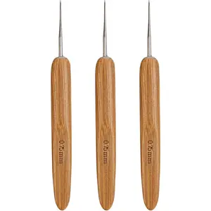 , 3 Pack Dreadlock Crochet Hook  for Hair Tool Interlocking Sisterlocks Braid Craft Dread Locks 0.75 mm