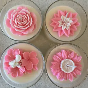 Elegant Blossom Handcrafted Soy Candle Set with Unique Design and Aromatic Fragrance