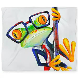 360 stand King Size Duvet Cover - Whimsical Funny Frog with Glasses Print, Microfiber Bedroom Bedding Linen, Contemporary Whimsical Home Decor, Machine Washable Textile