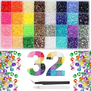 Resin Jelly Beads Set, Multicolor Flat Bottom Gemstones, Suitable for Diamond Painting Nail Art Crafts, Includes B7000 Jewelry Glue