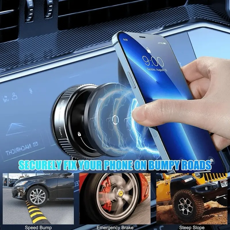 2026 Upgrade Multifunctional Vacuum Suction Phone Holder Portable Lazy Nano Magnetic Car Mount with Double-Row N52 Magnets for Smooth Surfaces Compact Lightweight Design Controllable LED Lights