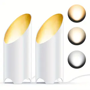 Indoor Spotlight with GU10 Bulb - Adjustable 3000K/ 4000K/ 6000K, White Aluminium, 2-Pack. Ideal as indoor ground light and indoor plant spotlight. Comes with 5.9ft plug cord and foot switch for convenience.