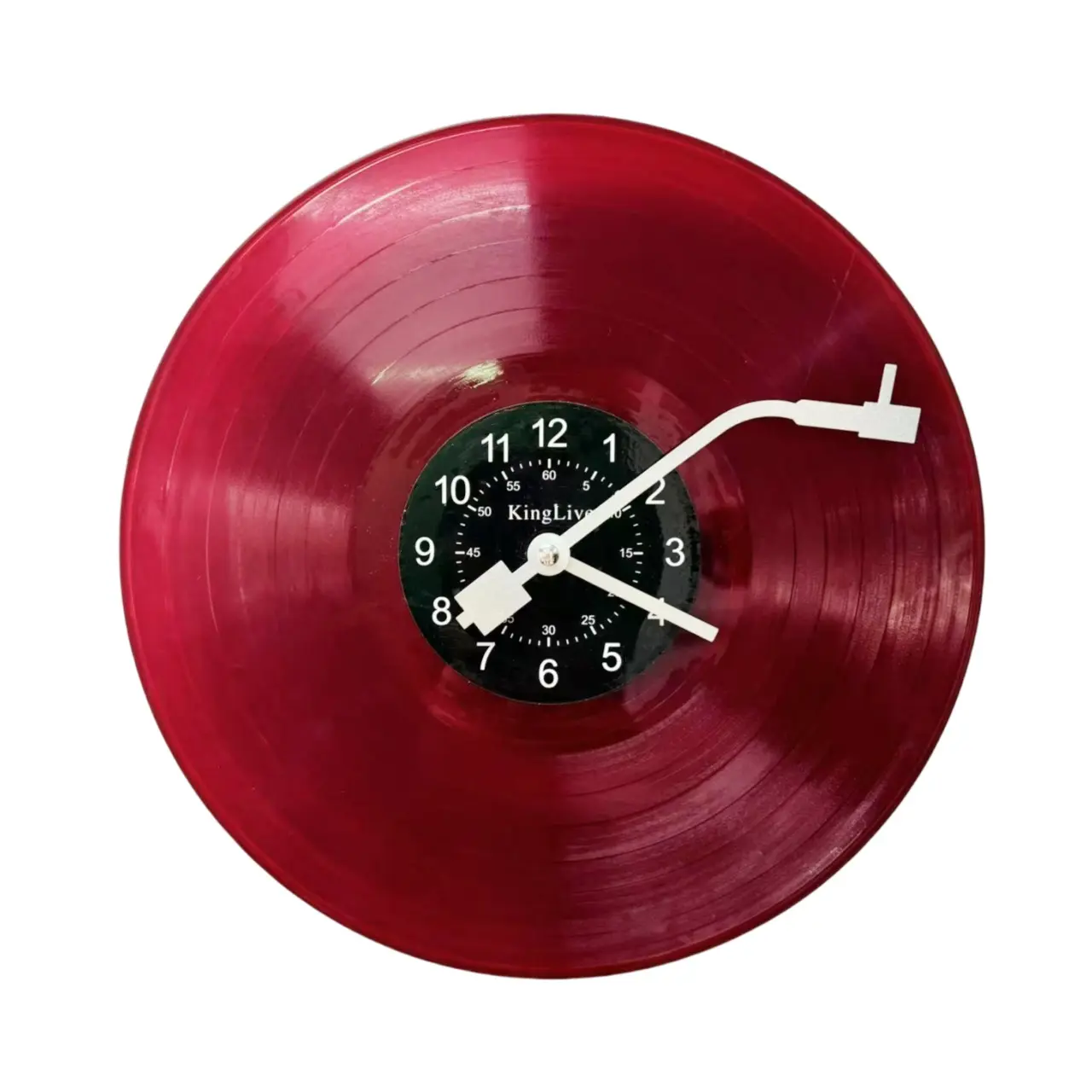 Party Favor Retro Music Record Player Vinyl Wall Clock (Red), Creative Silent No-Tick Music Decoration, Suitable for Home Music Room Office Farmhouse Christmas Halloween Birthday Wall Decoration men gift Decorative