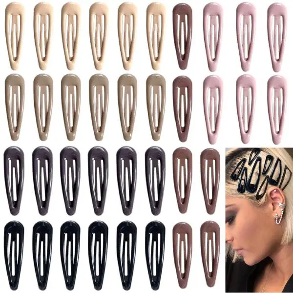 36 PCS Metal Snap Hair Clips, 2 Inch No Slip Hair Barrettes for Women & Girls, Strong Hold Hair Accessories for Thick, Thin & Fine Hair, Matte Water Drop Hair Clips