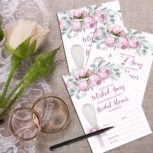 Elegant Bridal Shower Invitations - 20 Fill-in 5x7 Cards with Envelopes - Handwritten Look No Printing Needed - Premium Cardstock - Made in USA Ready to Mail