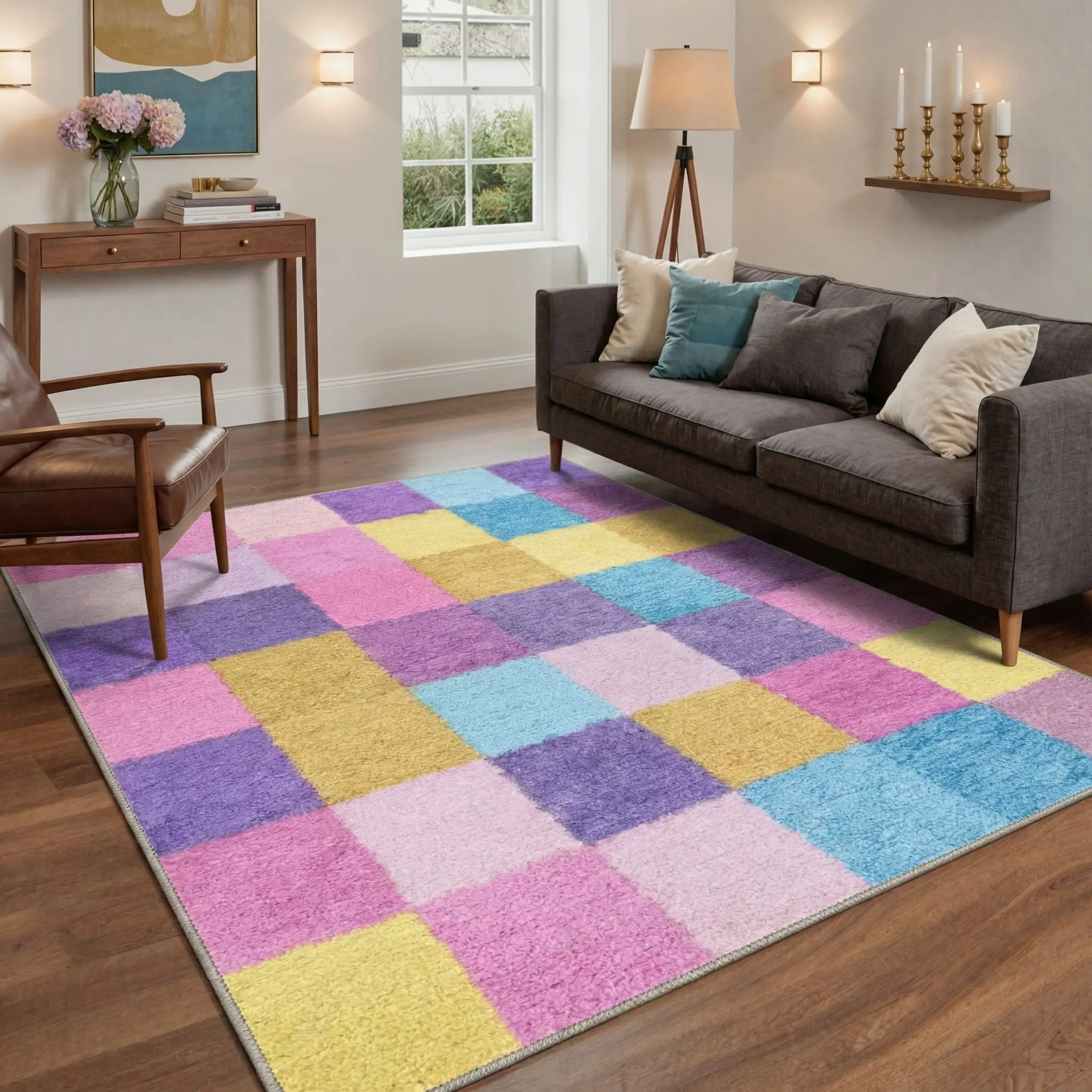 【Back To School】GENIMO Carpet – Machine Washable, Pet Friendly, Soft Area Rug, Non-Slip Floor Rug, Perfect Home Decor for Any Room ,ARC1431-INDIGO