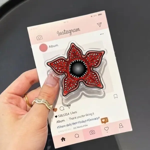 Demogorgon Open Mouth MagSafe Phone Grip, Horror Aesthetic Magnetic Phone Holder, Kawaii Scary Fan Gift , Kindle Accessories sticky Baby mount Library Card Flower-Shaped Multi-Functional Stand Universal Car Double-Sided Octo Adjustable Portable Monitor