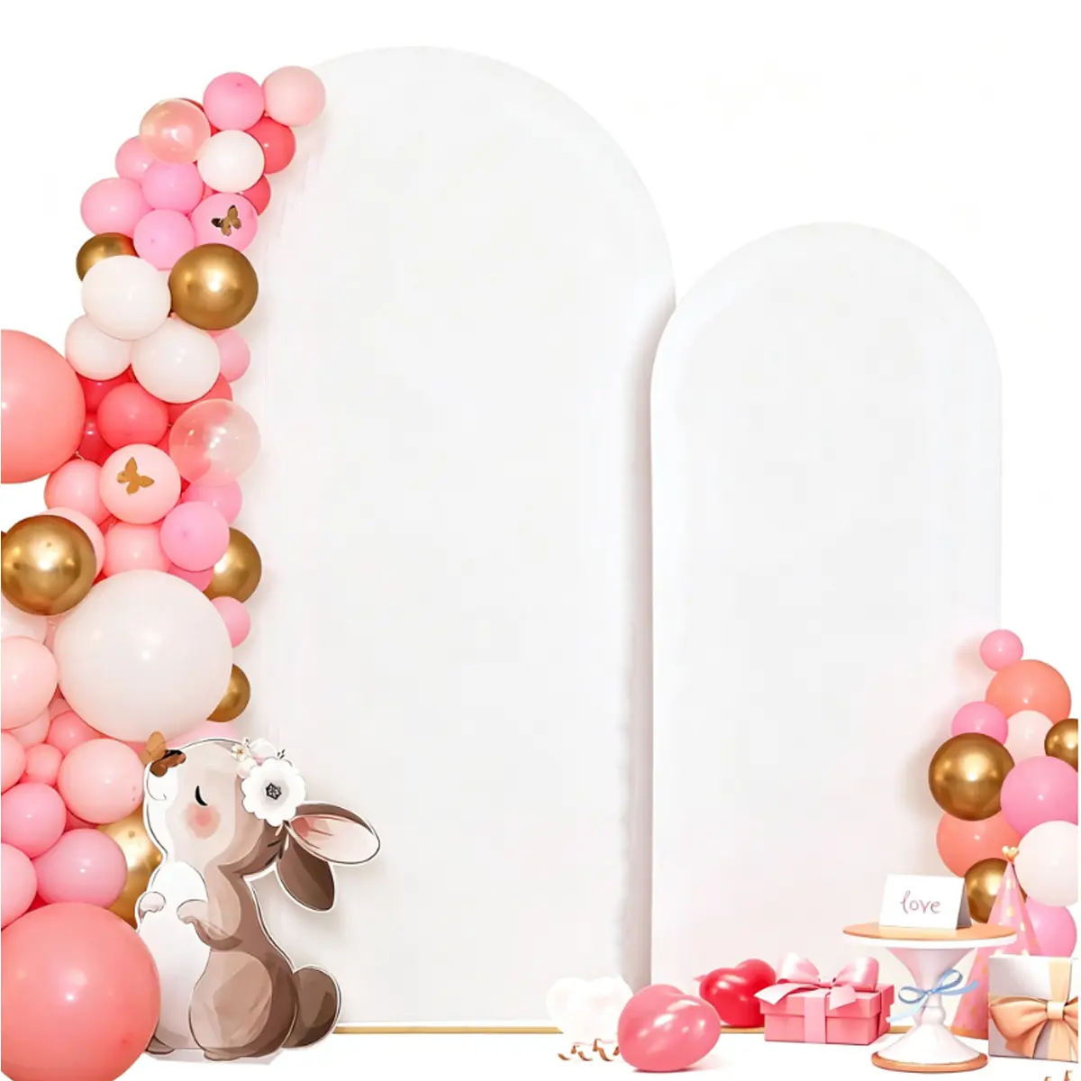 Sohochic Elastic Dust-Proof Fabric Cover (4ft/5ft/6ft/6.6ft/7.2ft) with Circular Top Support, Arch Backdrop Banners for Wedding, Engagement Party Decorations, Photoshoot Use – Party Decor Supplies, Romantic Festive Backdrops & Banners (No Arch Support)