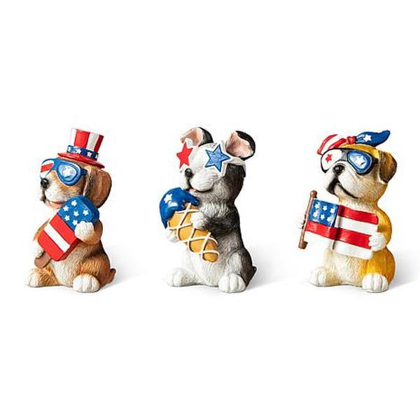 Glitzhome Patriotic/Americana 3-pack 4.5"H Resin Dog Table Décor