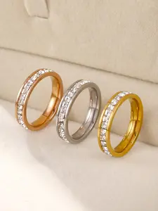 Women's Stainless Steel Ring, Comfortable Single-Row Zirconia Design, Sparkling Zircon Inlay, Perfect Gift for Valentine's Day & Birthdays, All Season Wear