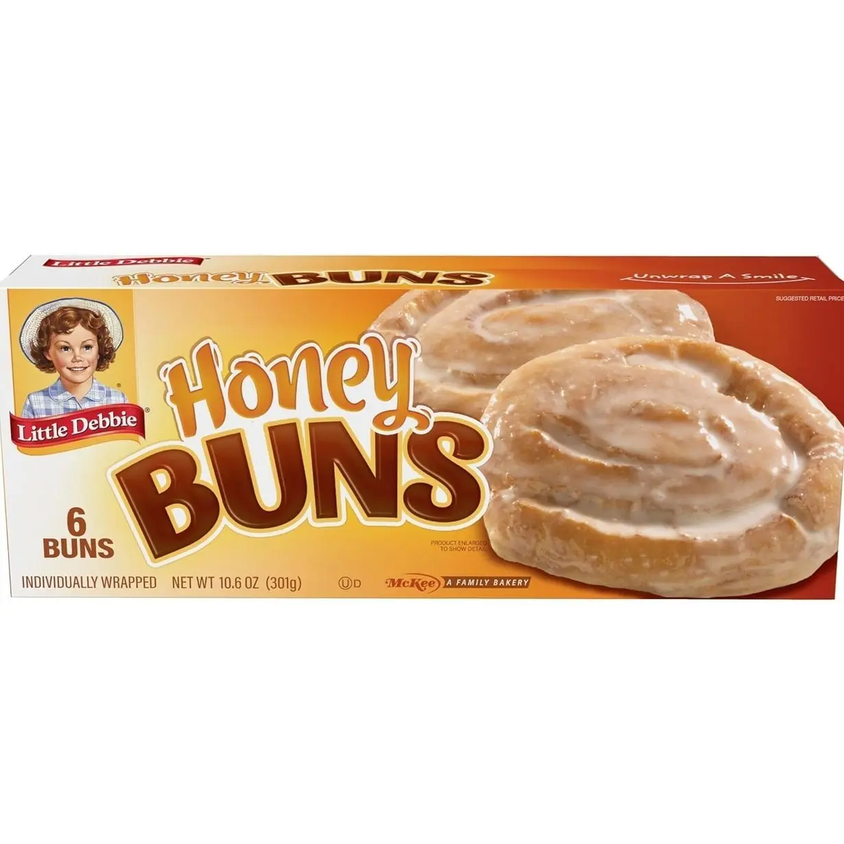 Little Debbie Honey Buns, 6 Individually Wrapped Pastries, 10.6 OZ Box