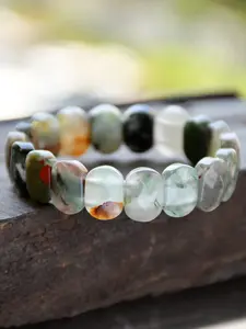 Bohemian Style Indian Agate Bracelet, Wide Natural Stone Bangle, Unisex Summer Party Gift, Festival Jewelry for Men and Women