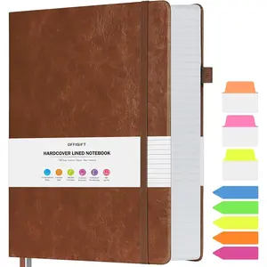 Large A4 Hardcover Leather College Ruled Notebook, 312 Numbered Pages Lined Writing Journal, 100gsm No Bleed Paper for Women Men School Office, 8.5''×11'' Brown