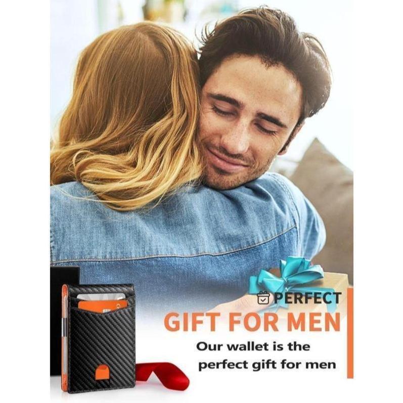 2026 New Slim Minimalist Carbon Fiber Men's Wallet - RFID Blocking Protection Bifold | Durable Money Clip & Multiple Card Slots | Everyday Essential