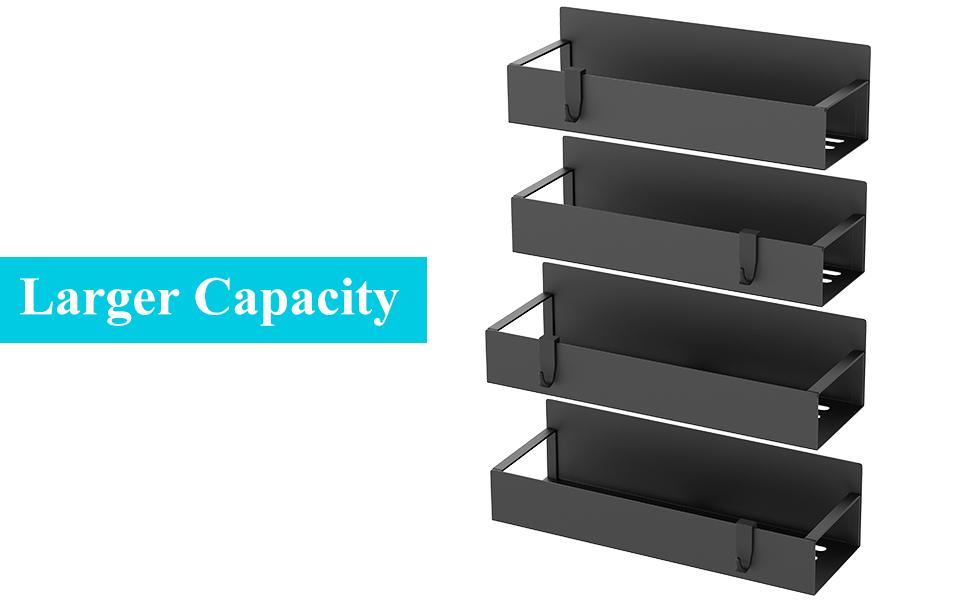 Magnetic Spice Storage Rack Organizer for Refrigerator and Oven, Black Fridge Organizers and Storage, 2 Pack