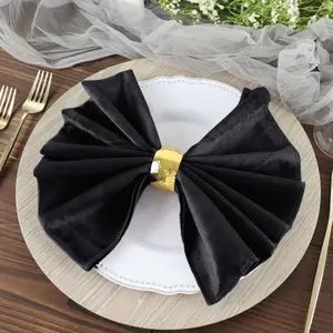 5 Pack Premium Velvet Napkins 20"x20" Black - Soft Sheen Finish Dinner Napkins