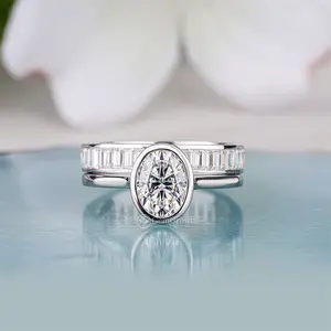 1.25ct Oval Cut Solitaire Engagement Ring Set