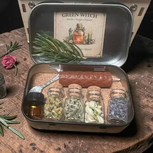 Handmade Green Witch Travel Altar Tin - Nature Witch Forest Spell Collectible Accessory