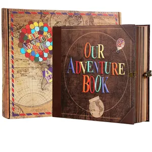 Our Adventure Book 8.66 * 7.67 inches 146 pages Travel Diary Album Scrapbook, Retro Style Travel Souvenir, Retro Message Book DIY Anniversary Wedding Travel Writing Friend Birthday Gift, Valentine's Day, Halloween, Christmas, New Year Ideal Gift