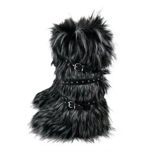 New Hot Girl Snow Boots, Faux Fur Design, Y2k Punk Style, Rivets & Straps, High-top Women's Short Boots, Atlanta Girls' Shoes, Winter Warm Boots, Footwear(Sheets)