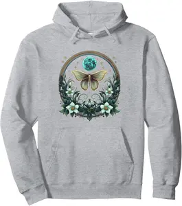 goblincore moth and butterfly moonphases flowers cottagecore Pullover Hoodie 2