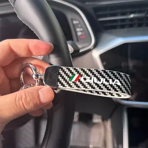 Luxury Lite Carbon Fiber Keychain for Alfa Romeo Giulia, Three-Color Frame, Multiple Colors Available, Compatible with All Keys, Car Key Accessory