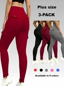 Cargo Style Red Leggings for Women - Butt Lifting, High Elastic, for Running, Yoga & Daily Wear