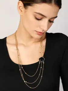 1 elegant multi-layered item four-leaf clover Necklace, gold chain paired with black agate The four leaf clover pendant outlines a gentle and noble atmosphere, suitable for daily commuting, and is also an exquisite gift to convey feelings.