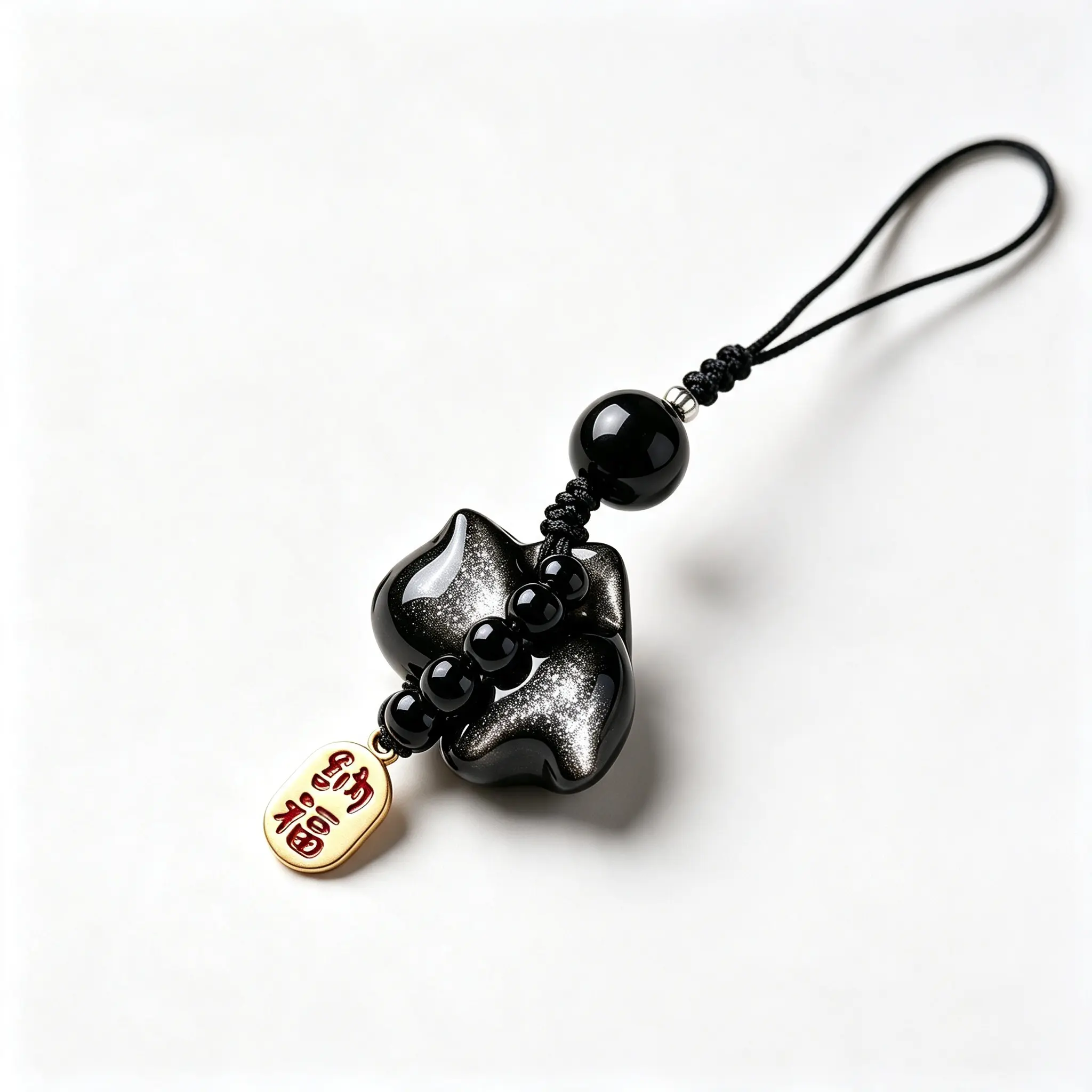 Obsidian Black Cat Phone Charm | Goth Dark Academia Keychain, Mini Aesthetic Pendant, Premium Gift For Stylish Girls & Besties