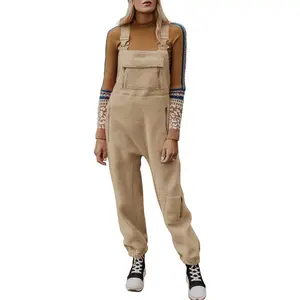 FMEYOA Women's Fleece Warm Overalls Winter Loose Casual Jumpsuits with Pockets