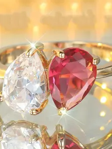 Exquisite Water Drop Design Synthetic Crystal Rings- Fashion Geometric Stackable Rings for Women & Girls Holiday Party Engagement Rings, Perfect for Wedding Jewelry, Daily Wear Anniversary Valentine's Day Gift Exquisite Trendy Ring