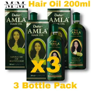 Dabur Amla Hair Oil 200ml Pack of 3 All-Natural Ingredients Moisturizing Formula Ammonia-Free Vegetable Extracts for Women & Men Nourishing Shampoo Cleanser