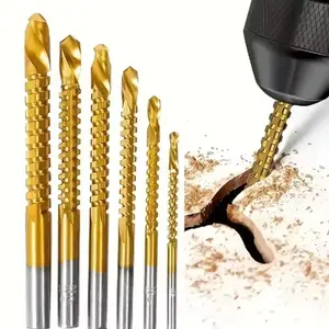 HSS Twist Drill Bits Set Titanium Coated 3mm to 8mm Serrated Grooving Spiral Jagged Saw Drill Bit Composite Drill Bits for Wood Plastic Aluminum Copper High Hardness Durable Drilling Cutting Tools for Home DIY Professional Repair Projects