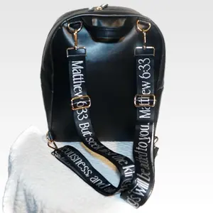 Matthew 6:33 Luxury Backpack with Scripture straps, Grey or Black