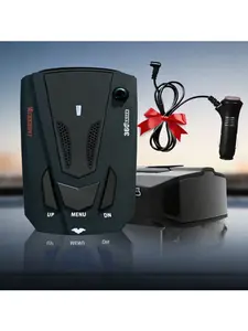 16 Band V7 Vehicle Radar Detector, 360 Degree Laser Signal Detection System with Clear Voice Warning, Matte Black Compact Body, Easy Installation with Included Mount and 12V Adapter, Practical Road Safety Tool for All 12V Automotive Vehicles