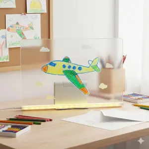 Kids Multicolor LED Drawing Tablet with Eye-Protection Desk Lamp, Reusable Durable Drawing Pad Acrylic Whiteboard & Message Board, Creative Bedroom Decor, Fun Fall Gift Set for Children