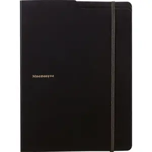 Mnemosyne Padfolio Notebook, A5, 5.83" x 8.27",  Black Folder With Grid Notepad, Includes 5 Pockets, Pen Holder, & Elastic Closure,