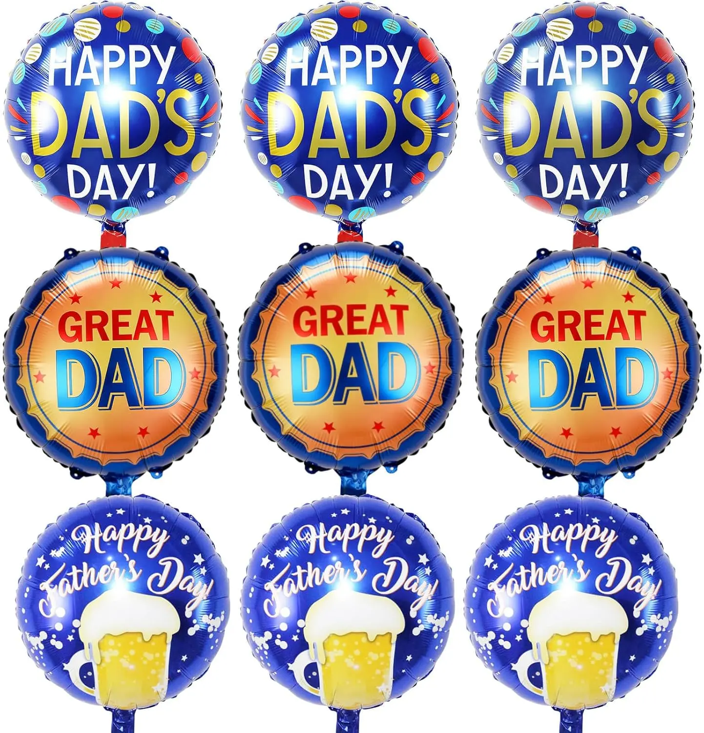 Happy Fathers Day Balloons, 18" Father's Day Foil Balloons, Father's Day Best Dad Ever Party Decoration Supplies