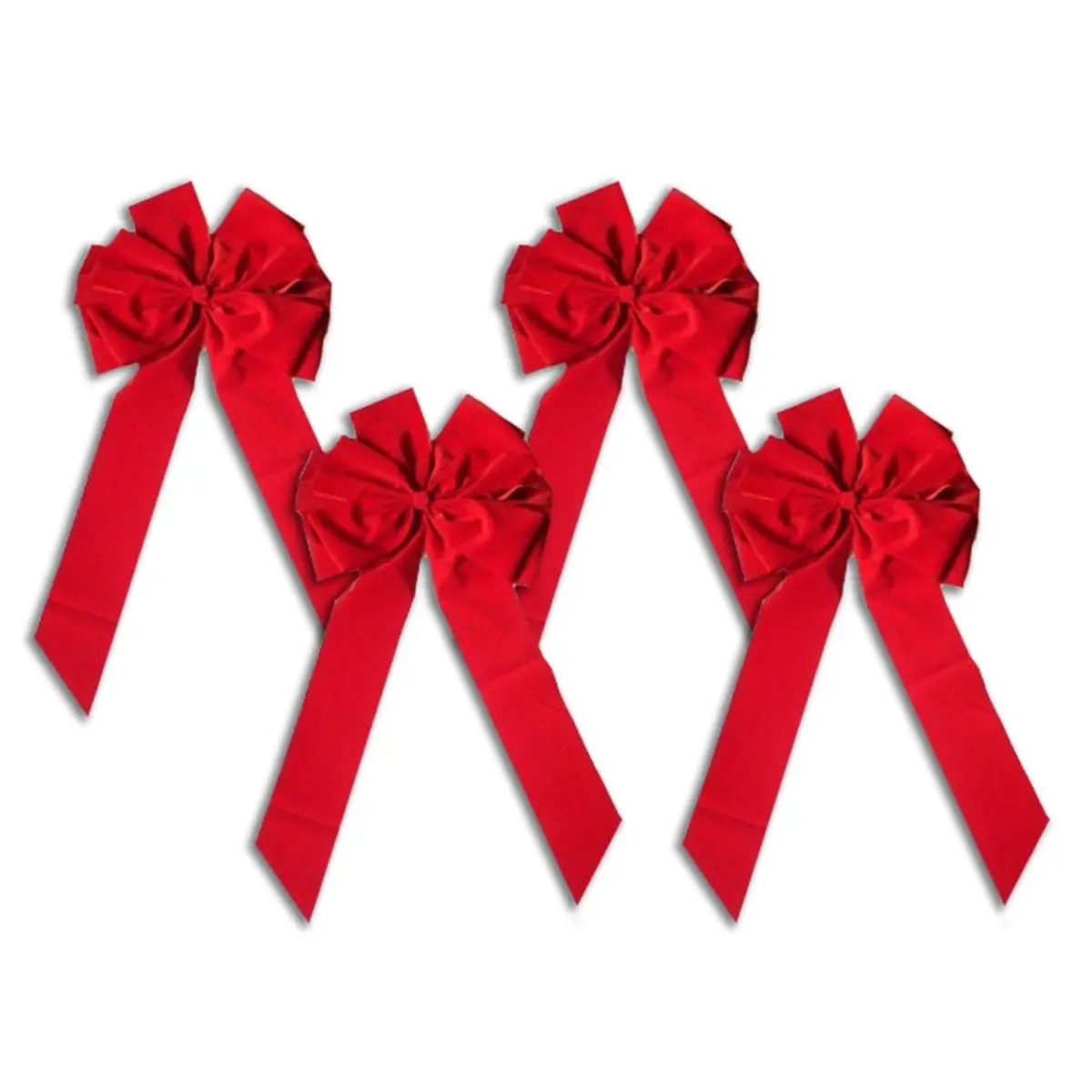 212 MAIN 28 in. Large Red Velvet Bows (Pack of 4) - Light Weight Home Supplies, Christmas Tree Ornaments, Indoors Festive Decorations