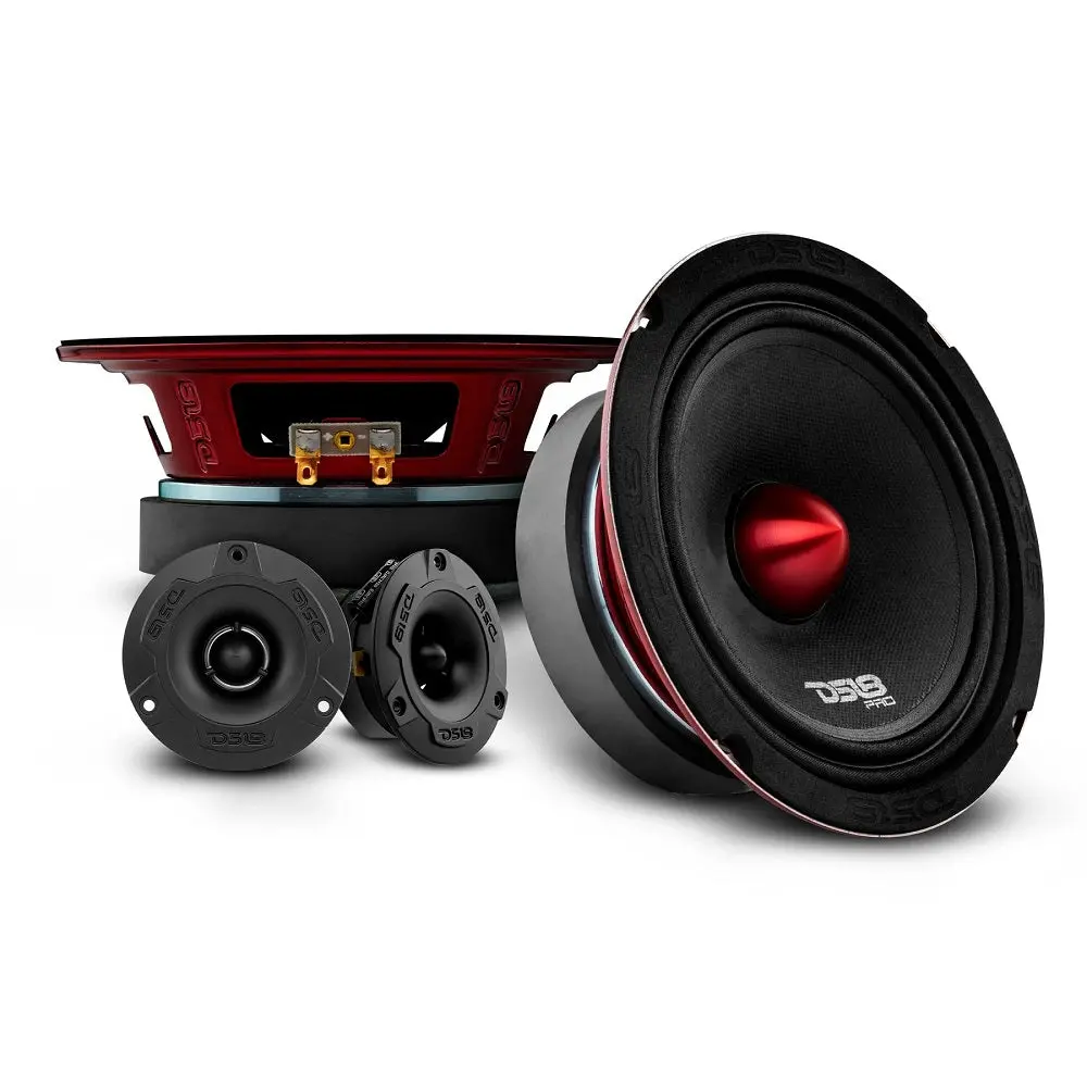 DS18 Pair of PRO-X6.4BM Mid-Range Speakers & PRO-TW1X/BK Tweeters Pro Audio Package