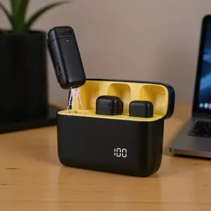 Professional Wireless Lapel Microphone Set (2 Pieces), Compatible with iPhone iPad Android Devices, Noise Reduction, Plug-And-Play, Ideal for Video Recording