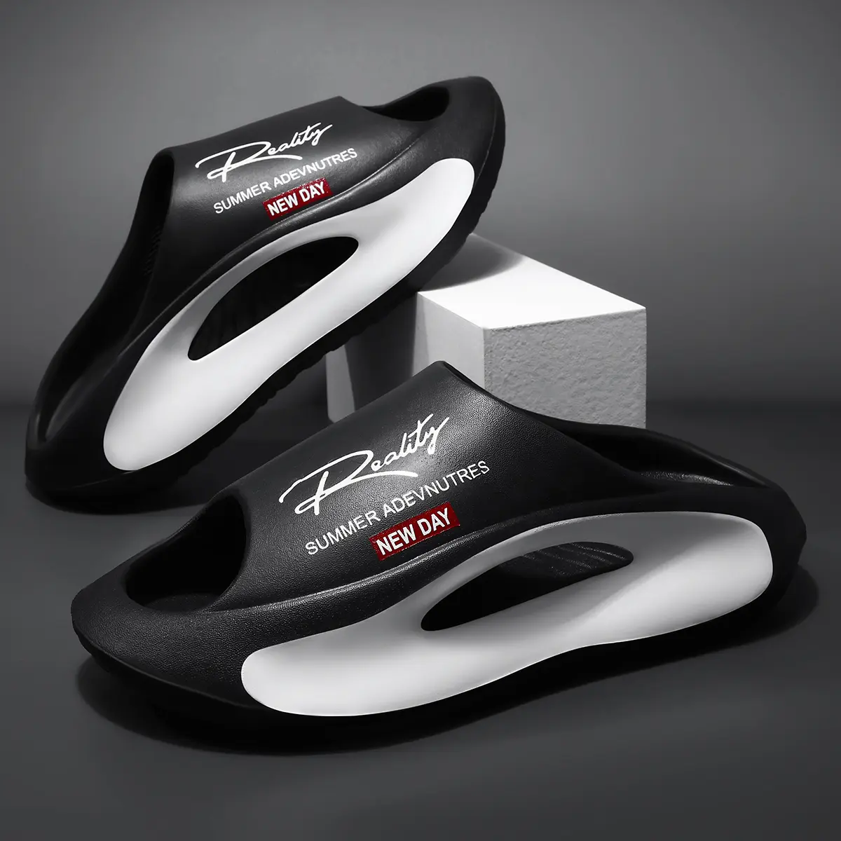 TikTok Trending EVA Summer Sport Slides – Chunky Cushioned Sole, Soft EVA Insole, Lightweight Anti-Slip Beach & Outdoor Slippers, Breathable Open Toe Casual Sandals for Travel, Street & Everyday Wear Non Slip Eva Footwear Flipflop Shoe
