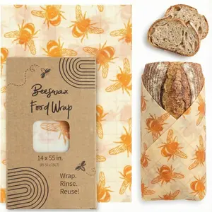 XXL Reusable Beeswax Food Wraps, 14"x55" Roll, Cut-to-Size Extra Large Beeswax Sheet for Wrapping Food