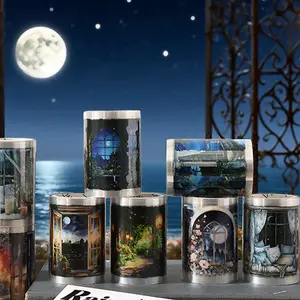 Night Sky Serenity Series Decorative Washi Tape Set, 4 Rolls Character Scene Design, Ideal for Home Journaling & Gift Wrapping