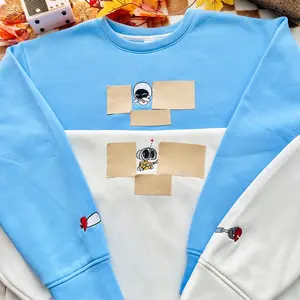 Wall-E and Eve Embroidered Sweatshirt, Wall-E and Eve Couple Shirts, Valentines Day Sweatshirt, Matching Shirts, Cotton Fit Crewneck Sweater