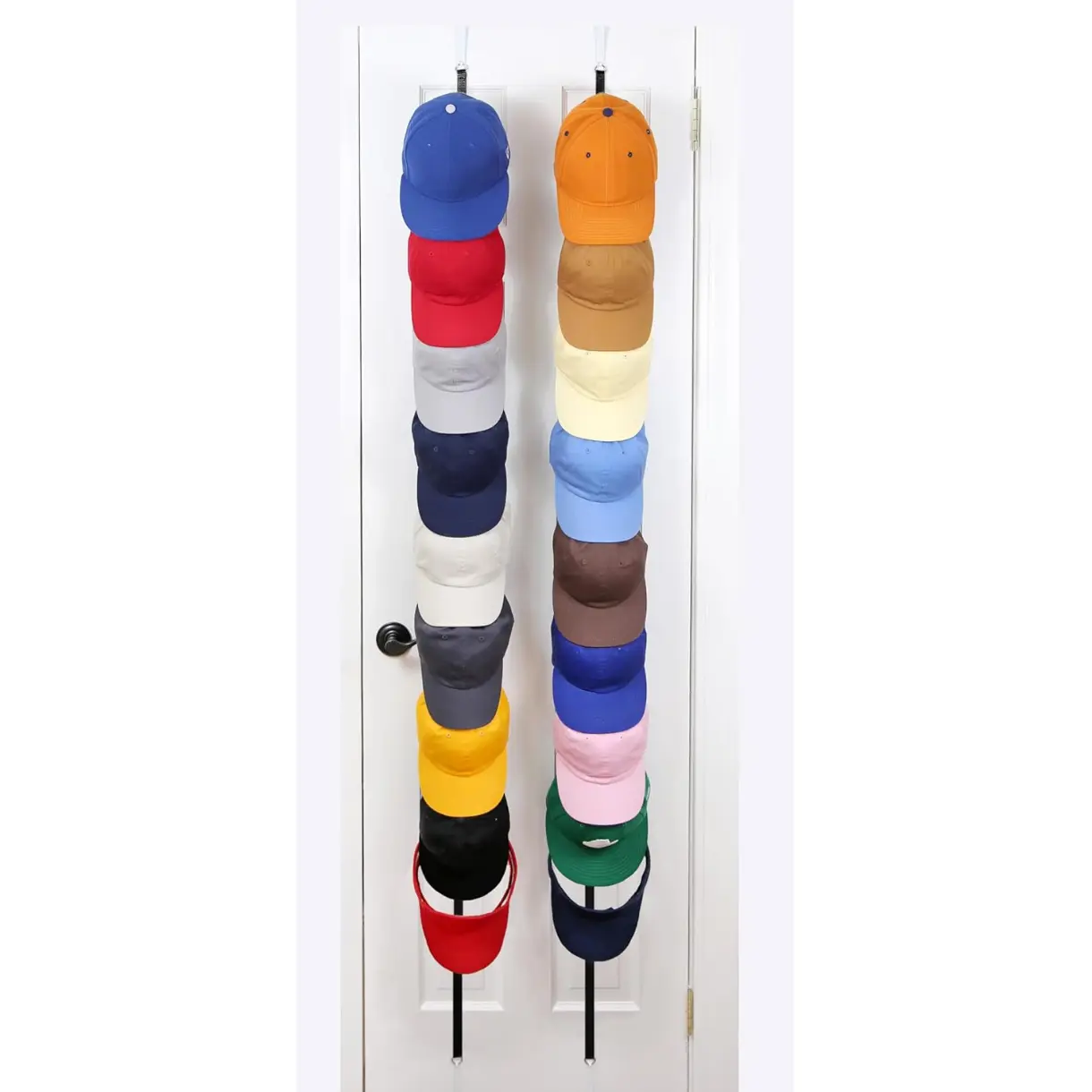 Hat Organizer CapRack | Over-The-Door Hat Rack and Organizer | Baseball Cap Rack | Hat Rack for Door | Cap Organizer | 2 Straps | Holds 18 to 36 Adjustable Caps |Black