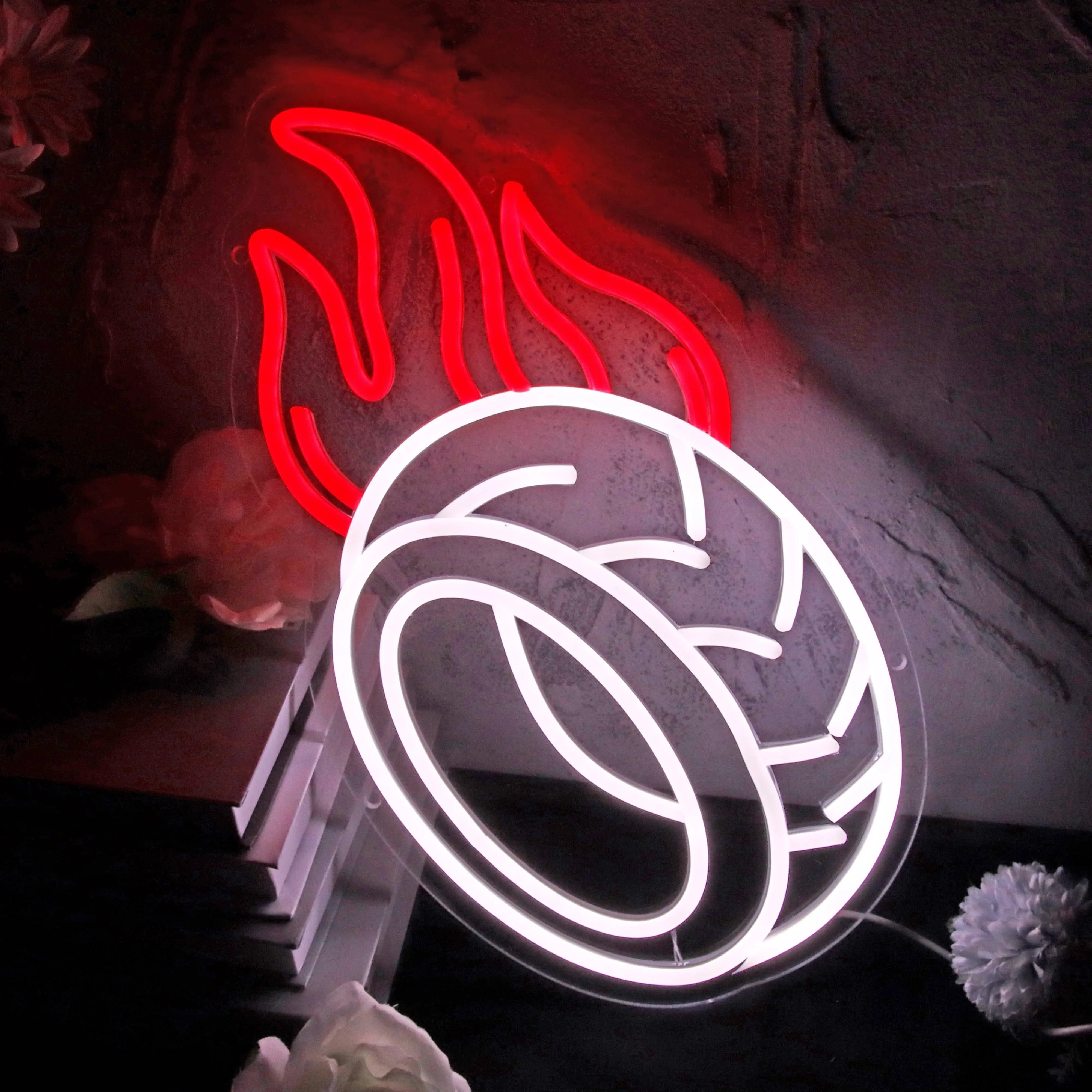 Serbasic Dimmable Modern Fire Car Wheel Acrylic Neon Sign, 15.7x9.2" USB-Powered Indoor Novelty Wall Light, Home Improvement Decor for Bedrooms, Clubs