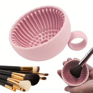 Odorless Brush Cleaning Pad with Silicone Makeup Bowl, Makeup Brush Washer, Ideal for Eyebrow Blush Face & Eye Brushes, Essential Beauty Tool