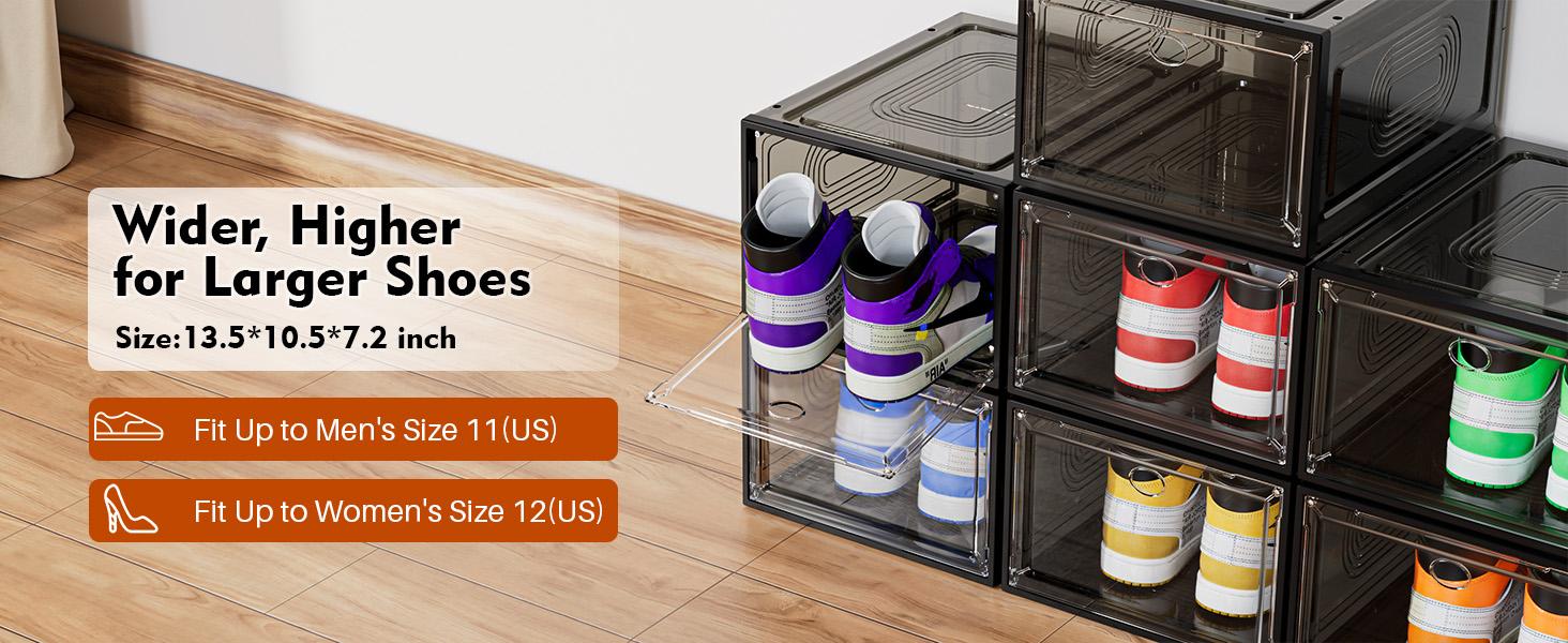 7CODE 20-Packs Shoe Box Storage Set Transparent Shoe Organizer Thickened Magnetic Acrylic Simple Hard Plastic Thickened Flip-Top Lid