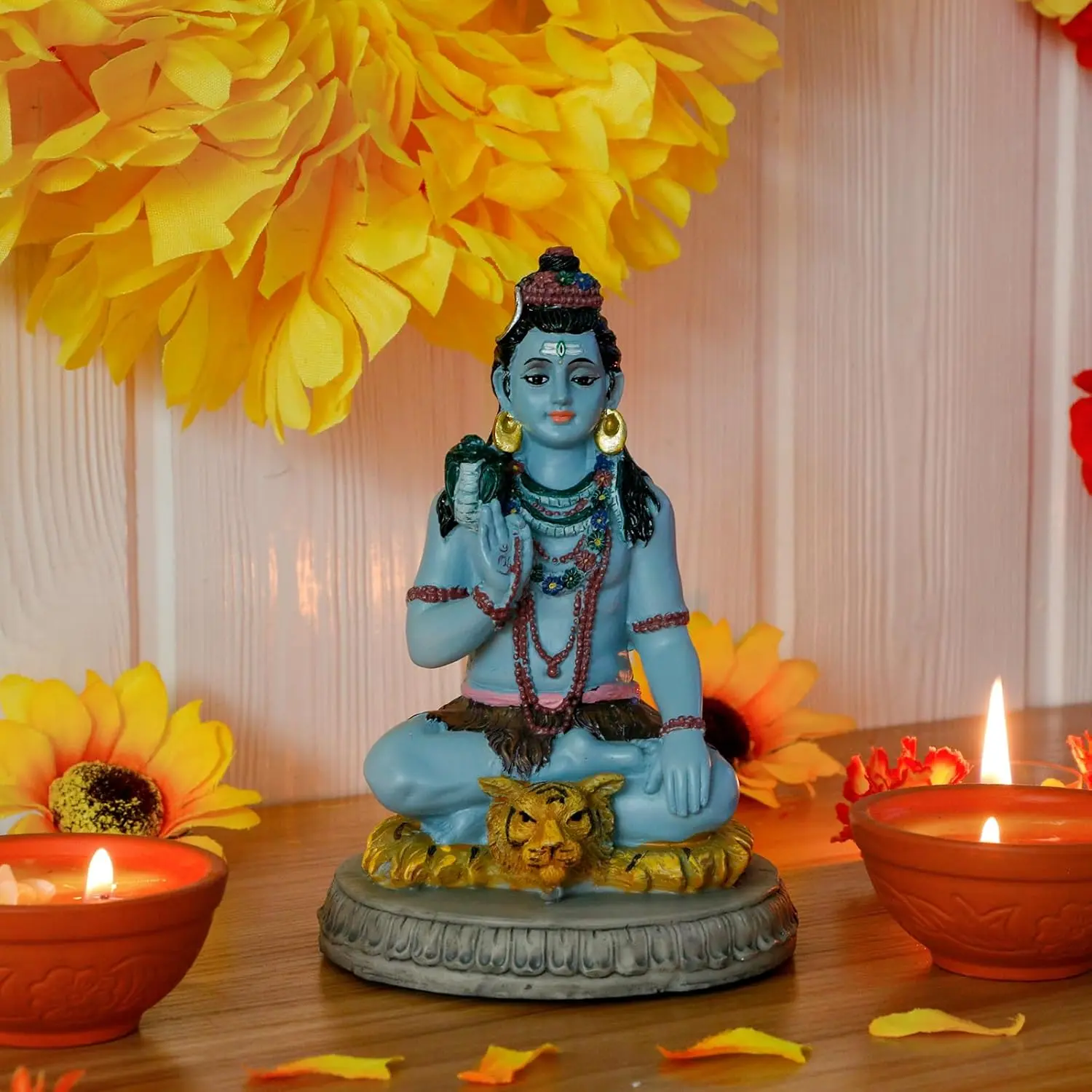 alikiki Hindu God Lord Shiva Statue - 5.7”H Shiva Idol Murti Pooja Item Puja Diwali Gifts for Indian Wedding Baby Shower Housewarming Gifts Altar Meditation Yoga Room Spiritual Decor